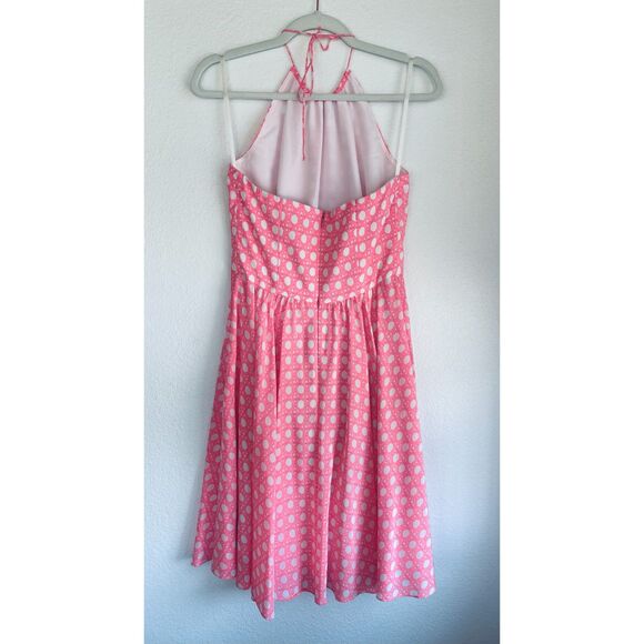 Vineyard Vines Women's 100% Silk Caning Print Halter Dress in Pink - Size 4 - Picture 5 of 13